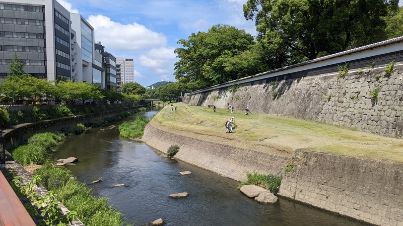 grass trimming at Kumamoto castle ground