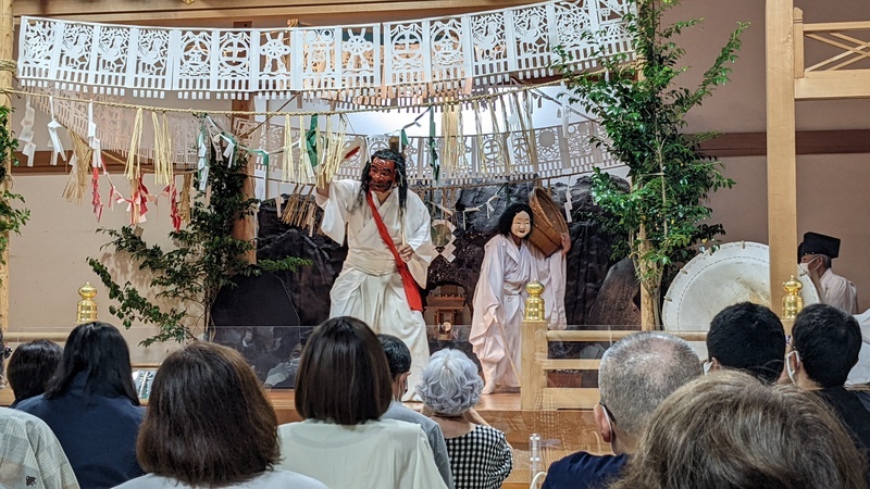 Shinto dance inside the Takachiho shrine