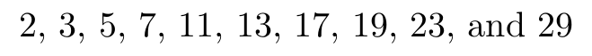 Screenshot of the rendered PDF output of the primes example